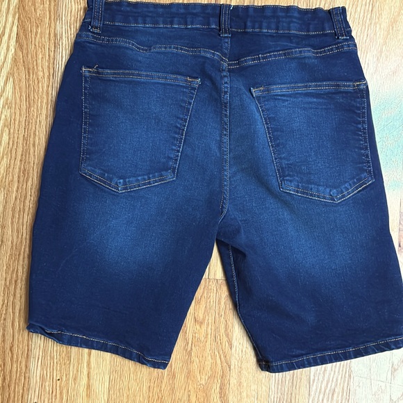 Slim Fit Lazer Dark Denim Shorts - Picture 3 of 7